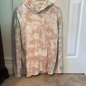 Tie-Dye Hoodie in Beige and Cream
